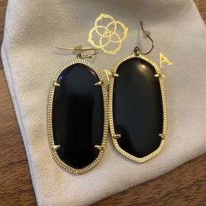 KS Gold Danielle Earrings in black opaque glass